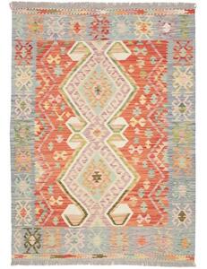 Tappeto Kilim Stilizzato Rosso Azzurro 123x170 Cm