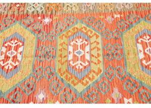 Tappeto Kilim Stilizzato Rosso Azzurro 125x173 Cm