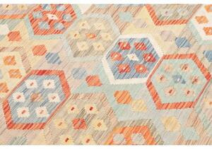 Tappeto Kilim Geometrico Becco Di Mattone Celeste 151x203 Cm