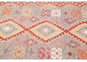 Tappeto Kilim Geometrico Grigio Tortora Arancione 152x210 Cm