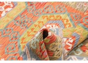 Tappeto Kilim Stilizzato Rosso Azzurro 125x173 Cm