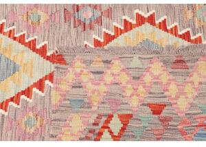Tappeto Kilim Geometrico Grigio Tortora Arancione 152x210 Cm