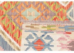 Tappeto Kilim Geometrico Avorio Azzurro 147x206 Cm