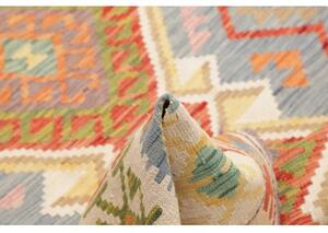 Tappeto Kilim Geometrico Avorio Azzurro 149x204 Cm