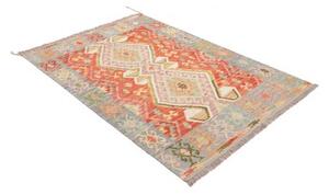 Tappeto Kilim Stilizzato Rosso Azzurro 123x170 Cm