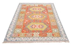 Tappeto Kilim Stilizzato Rosso Azzurro 125x173 Cm