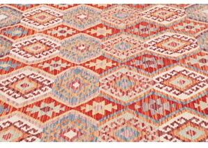 Tappeto Kilim Geometrico Rosso Mattone Blu Chiaro 180x250 Cm