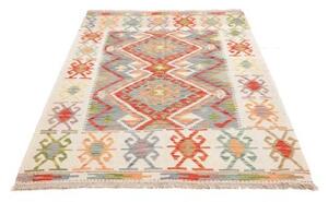 Tappeto Kilim Geometrico Avorio Azzurro 126x180 Cm