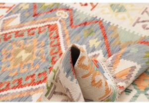Tappeto Kilim Geometrico Avorio Azzurro 126x180 Cm