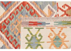 Tappeto Kilim Geometrico Avorio Azzurro 126x180 Cm