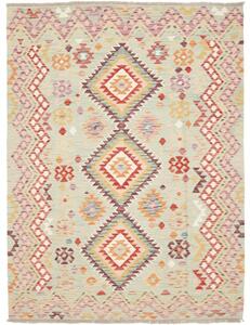 Tappeto Kilim Geometrico Verde Chiaro Rosso 144x199 Cm