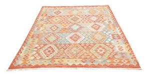 Tappeto Kilim Geometrico Terracotta Azzurro 173x242 Cm