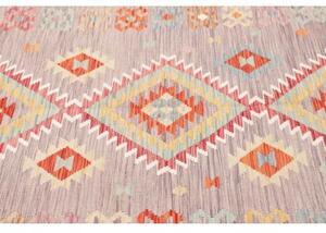Tappeto Kilim Geometrico Grigio Tortora Multicolore 164x235 Cm