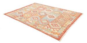 Tappeto Kilim Geometrico Terracotta Azzurro 173x242 Cm