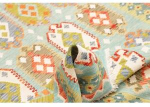 Tappeto Kilim Stilizzato Celeste Arancione 126x184 Cm