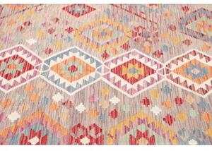Tappeto Kilim Geometrico Grigio Multicolore 159x206 Cm