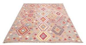 Tappeto Kilim Geometrico Grigio Multicolore 159x206 Cm