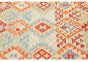 Tappeto Kilim Geometrico Arancione Azzurro 153x201 Cm