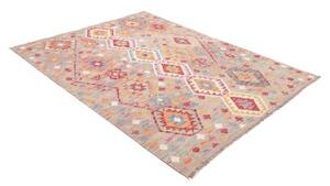 Tappeto Kilim Geometrico Grigio Multicolore 159x206 Cm