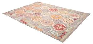 Tappeto Kilim Stilizzato Azzurro Arancione 178x240 Cm