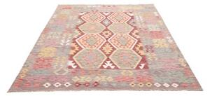 Tappeto Kilim Geometrico Beige Rosso 174x238 Cm