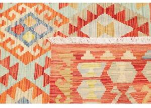 Tappeto Kilim Geometrico Arancione Azzurro 153x201 Cm