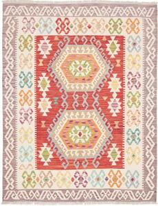 Tappeto Kilim Stilizzato Rosso Multicolore Quadrato 150x150 Cm