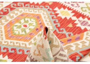 Tappeto Kilim Stilizzato Rosso Multicolore Quadrato 150x150 Cm
