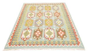 Tappeto Kilim Stilizzato Celeste Arancione 126x184 Cm
