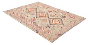 Tappeto Kilim Geometrico Verde Chiaro Rosso 144x199 Cm