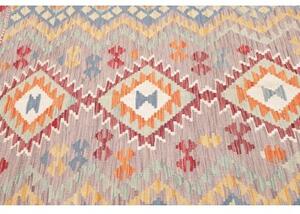 Tappeto Kilim Geometrico Grigio Tortora Multicolore 148x199 Cm