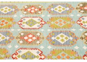 Tappeto Kilim Stilizzato Celeste Arancione 126x184 Cm