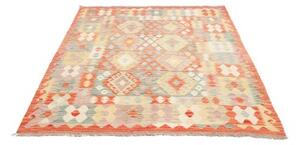 Tappeto Kilim Geometrico Arancione Beige 150x193 Cm