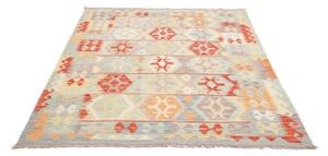 Tappeto Kilim Stilizzato Celeste Multicolore 150x193 Cm