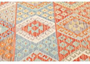 Tappeto Kilim Geometrico Terracotta Azzurro 173x242 Cm