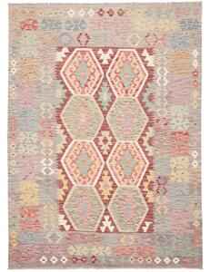 Tappeto Kilim Geometrico Beige Rosso 174x238 Cm