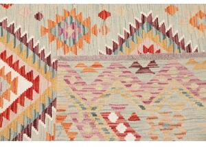 Tappeto Kilim Geometrico Verde Chiaro Rosso 144x199 Cm