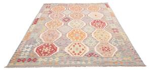 Tappeto Kilim Stilizzato Azzurro Arancione 178x240 Cm