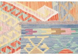 Tappeto Kilim Geometrico Azzurro Arancione 127x176 Cm