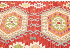 Tappeto Kilim Stilizzato Rosso Multicolore Quadrato 150x150 Cm
