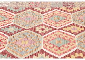 Tappeto Kilim Geometrico Beige Rosso 174x238 Cm