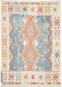 Tappeto Kilim Stilizzato Azzurro Avorio 176x254 Cm