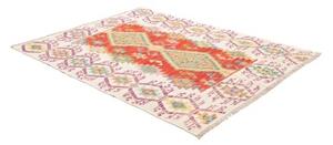 Tappeto Kilim Geometrico Avorio Rosso 152x197 Cm