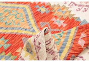 Tappeto Kilim Geometrico Avorio Rosso 152x197 Cm