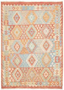 Tappeto Kilim Geometrico Terracotta Azzurro 173x242 Cm