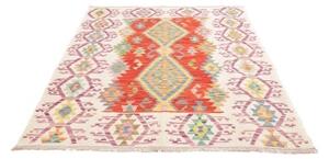 Tappeto Kilim Geometrico Avorio Rosso 152x197 Cm