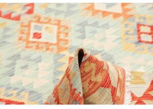 Tappeto Kilim Geometrico Arancione Azzurro 153x201 Cm