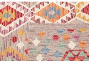 Tappeto Kilim Geometrico Grigio Multicolore 159x206 Cm