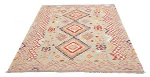 Tappeto Kilim Geometrico Verde Chiaro Rosso 144x199 Cm