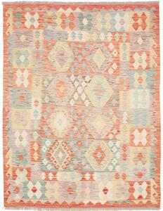 Tappeto Kilim Geometrico Arancione Beige 150x193 Cm